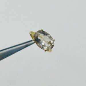 Natural Rutile Ring 18k Gold Plated 925 Sterling Silver